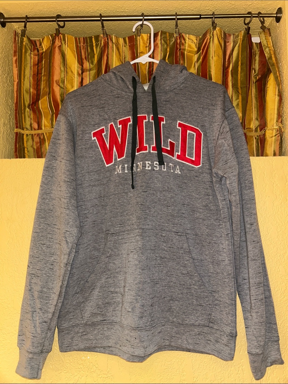 NHL Minnesota Wild Gray Pullover Hoodie with Red Lettering